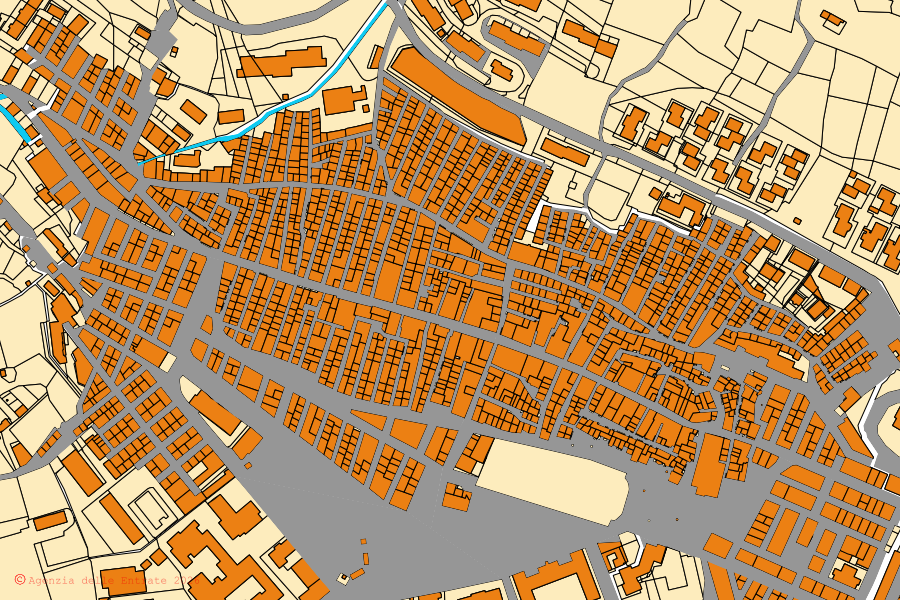 Mappa catastale del centro di San Marco in Lamis: particelle e fabbricati, cartografia Agenzia delle Entrate