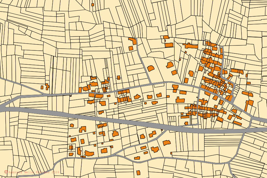 Mappa catastale del centro di San Martino Canavese: particelle e fabbricati, cartografia Agenzia delle Entrate