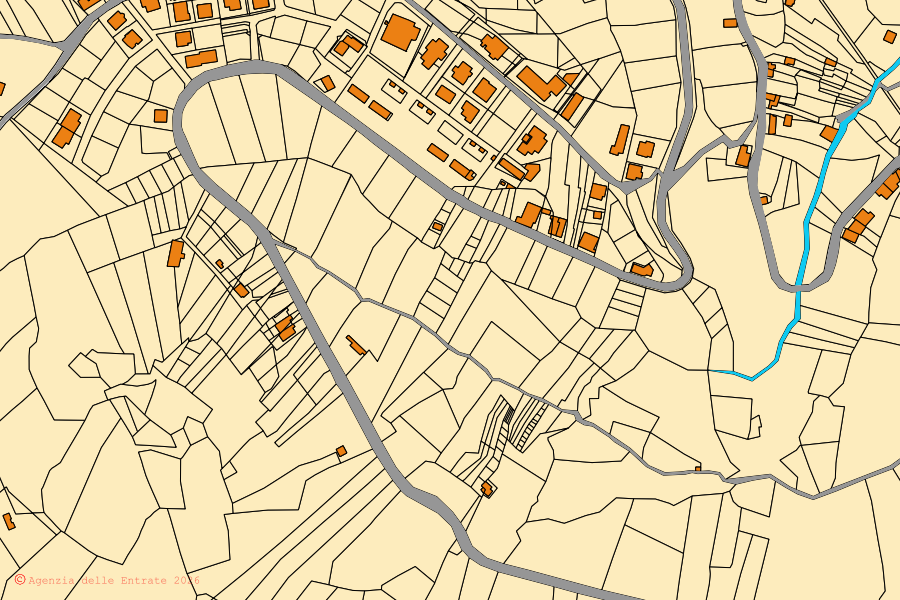 Mappa catastale del centro di San Martino d'Agri: particelle e fabbricati, cartografia Agenzia delle Entrate