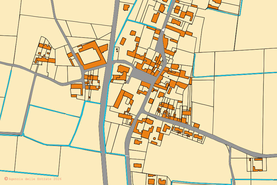 Mappa catastale del centro di San Martino del Lago: particelle e fabbricati, cartografia Agenzia delle Entrate