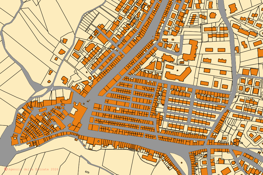 Mappa catastale del centro di San Martino in Pensilis: particelle e fabbricati, cartografia Agenzia delle Entrate