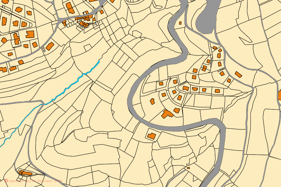 Mappa catastale del centro di San Mauro di Saline: particelle e fabbricati, cartografia Agenzia delle Entrate