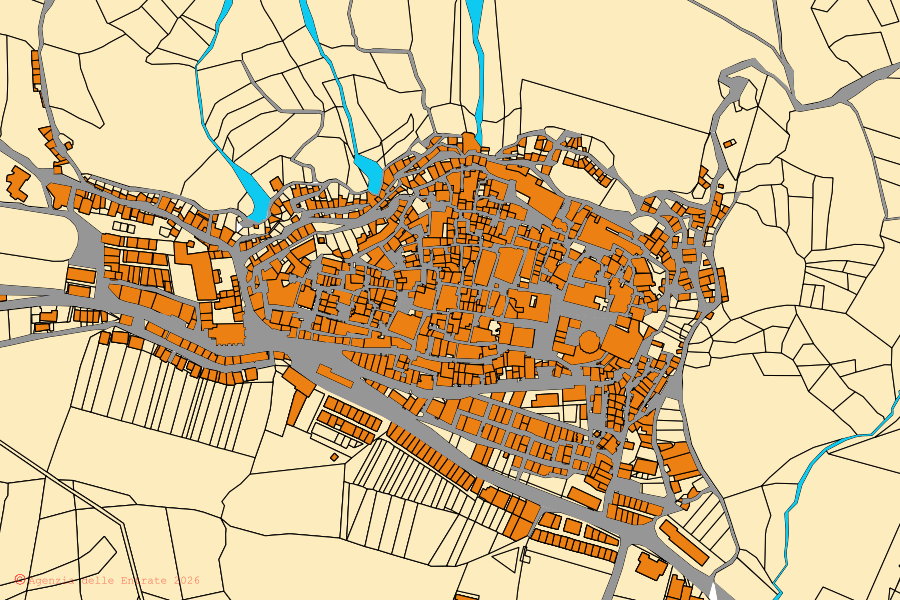 Mappa catastale del centro di San Mauro Forte: particelle e fabbricati, cartografia Agenzia delle Entrate