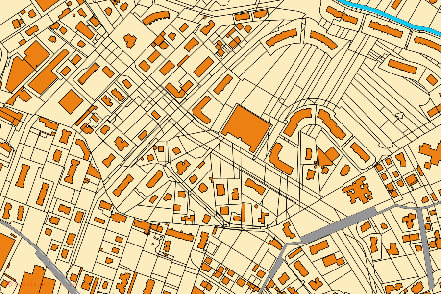 Mappa catastale del centro di San Mauro Torinese: particelle e fabbricati, cartografia Agenzia delle Entrate
