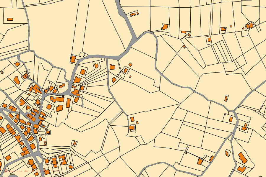 Mappa catastale del centro di San Nazzaro: particelle e fabbricati, cartografia Agenzia delle Entrate