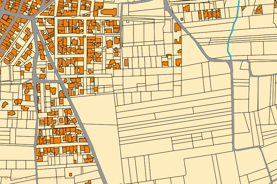 Mappa catastale del centro di San Pancrazio Salentino: particelle e fabbricati, cartografia Agenzia delle Entrate