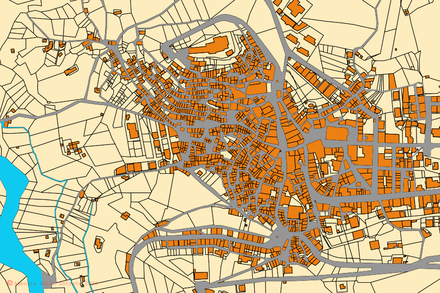 Mappa catastale del centro di San Piero Patti: particelle e fabbricati, cartografia Agenzia delle Entrate