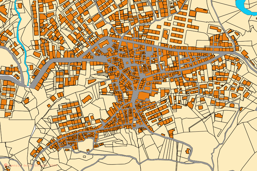 Mappa catastale del centro di San Pietro a Maida: particelle e fabbricati, cartografia Agenzia delle Entrate