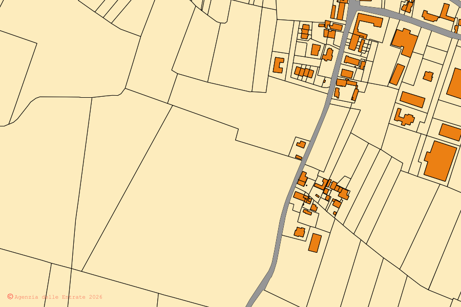 Mappa catastale del centro di San Pietro in Cerro: particelle e fabbricati, cartografia Agenzia delle Entrate