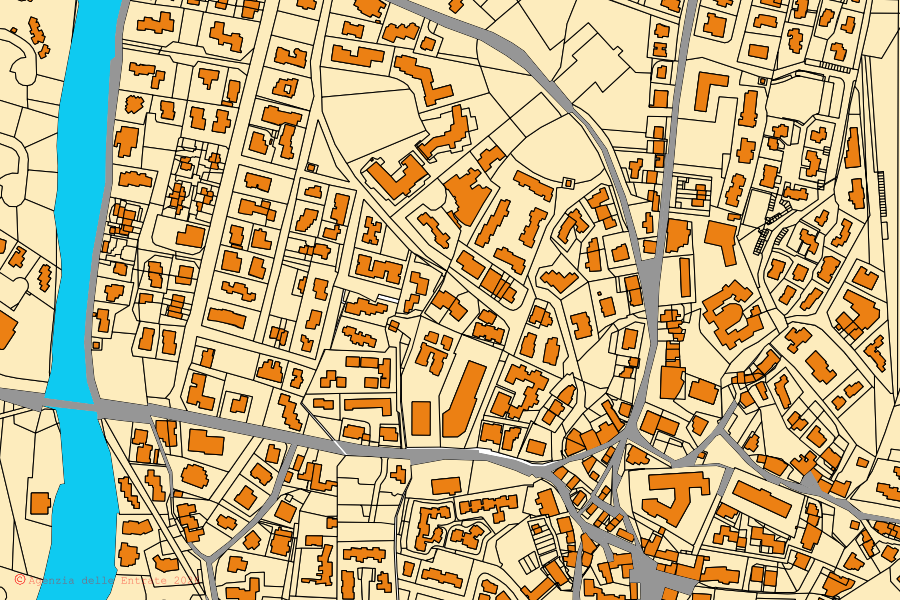 Mappa catastale del centro di San Teodoro: particelle e fabbricati, cartografia Agenzia delle Entrate