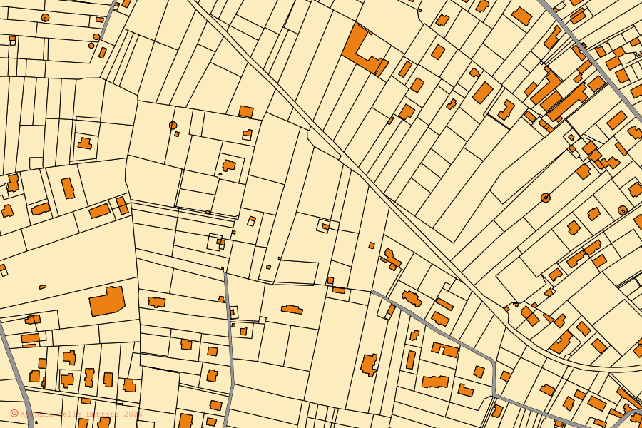 Mappa catastale del centro di San Valentino Torio: particelle e fabbricati, cartografia Agenzia delle Entrate