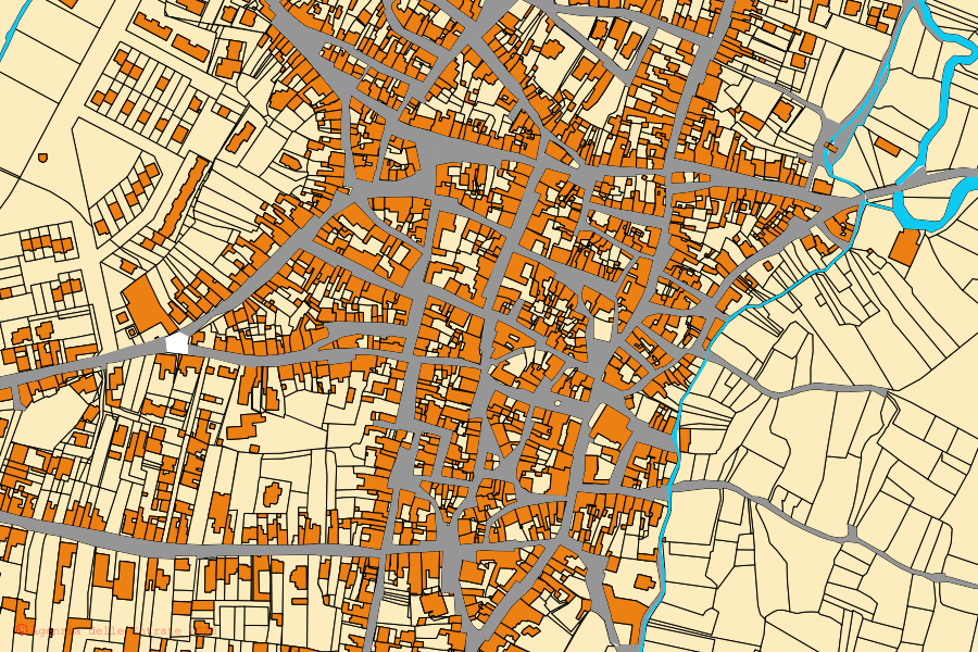 Mappa catastale del centro di San Vero Milis: particelle e fabbricati, cartografia Agenzia delle Entrate