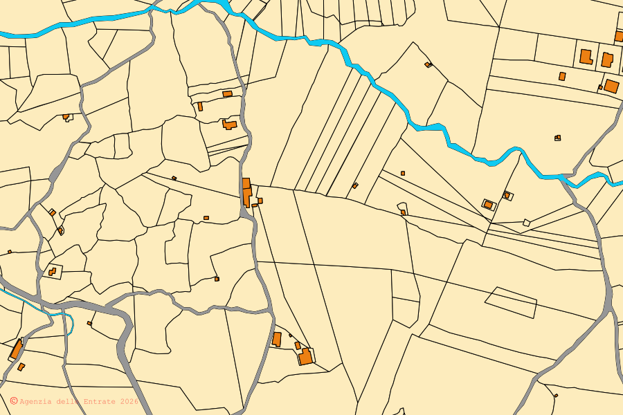 Mappa catastale del centro di San Vincenzo La Costa: particelle e fabbricati, cartografia Agenzia delle Entrate