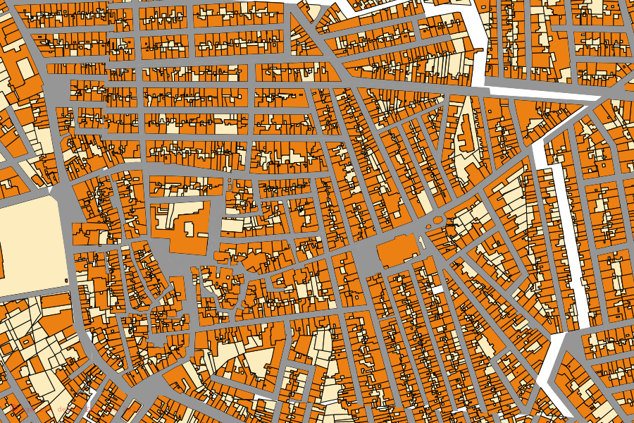 Mappa catastale del centro di San Vito dei Normanni: particelle e fabbricati, cartografia Agenzia delle Entrate