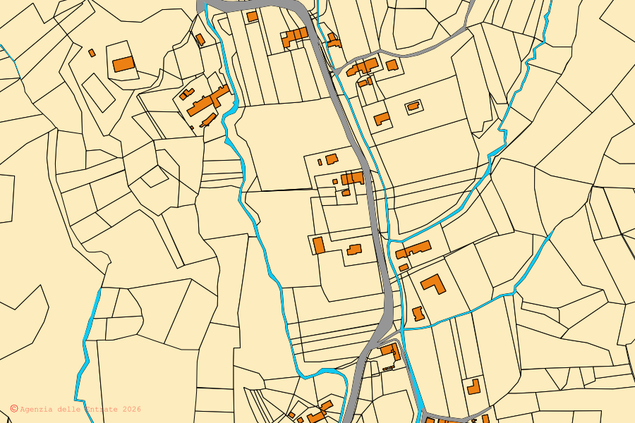 Mappa catastale del centro di San Zenone degli Ezzelini: particelle e fabbricati, cartografia Agenzia delle Entrate