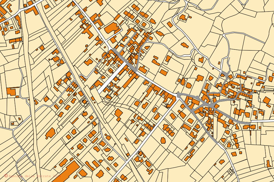 Mappa catastale del centro di Sangiano: particelle e fabbricati, cartografia Agenzia delle Entrate