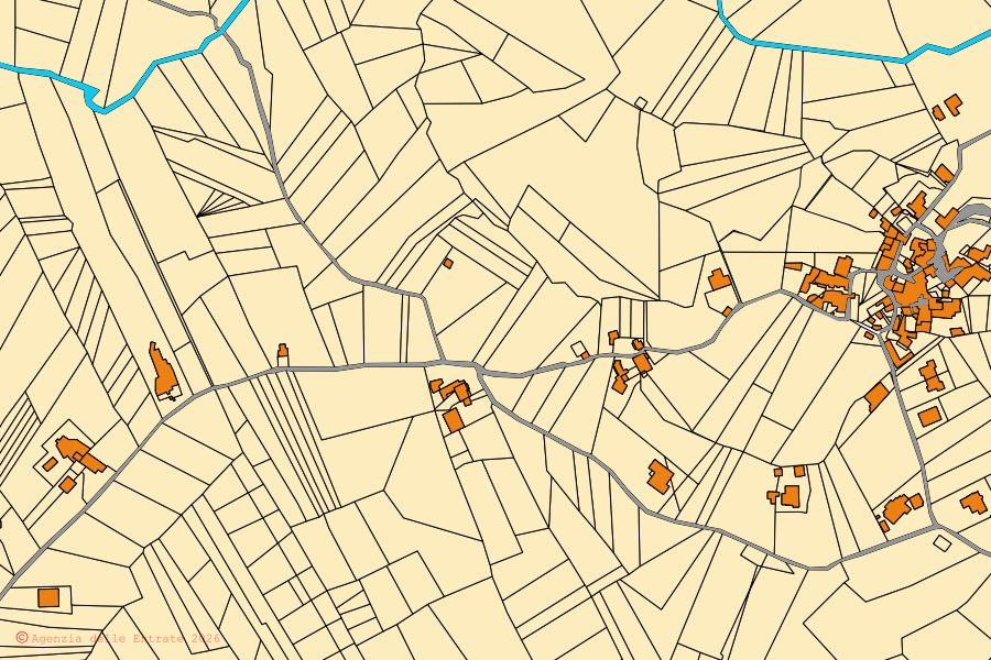 Mappa catastale del centro di Sant'Agata de' Goti: particelle e fabbricati, cartografia Agenzia delle Entrate