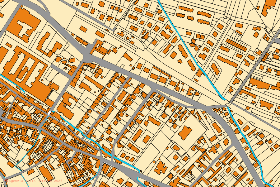 Mappa catastale del centro di Sant'Ambrogio di Torino: particelle e fabbricati, cartografia Agenzia delle Entrate