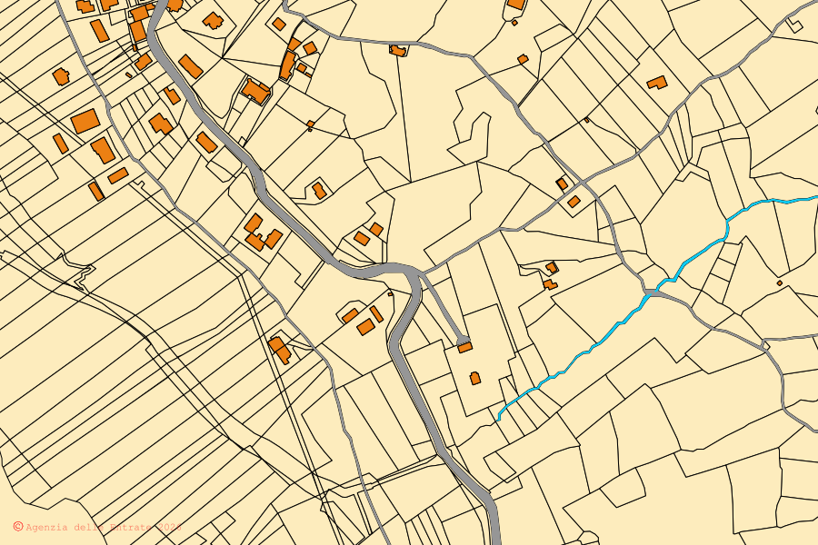 Mappa catastale del centro di Sant'Angelo a Scala: particelle e fabbricati, cartografia Agenzia delle Entrate