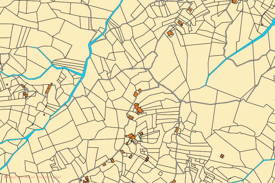 Mappa catastale del centro di Sant'Angelo di Brolo: particelle e fabbricati, cartografia Agenzia delle Entrate