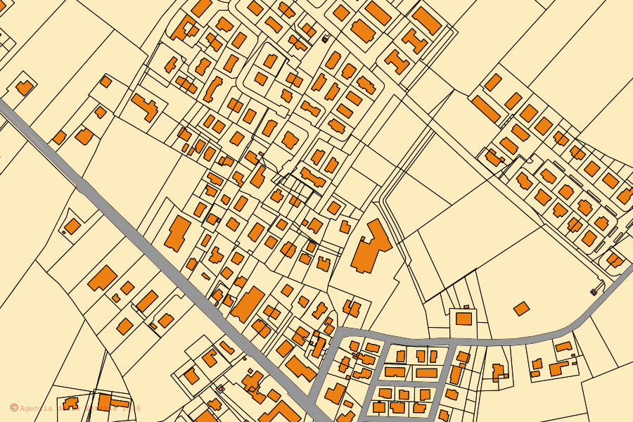 Mappa catastale del centro di Sant'Angelo di Piove di Sacco: particelle e fabbricati, cartografia Agenzia delle Entrate