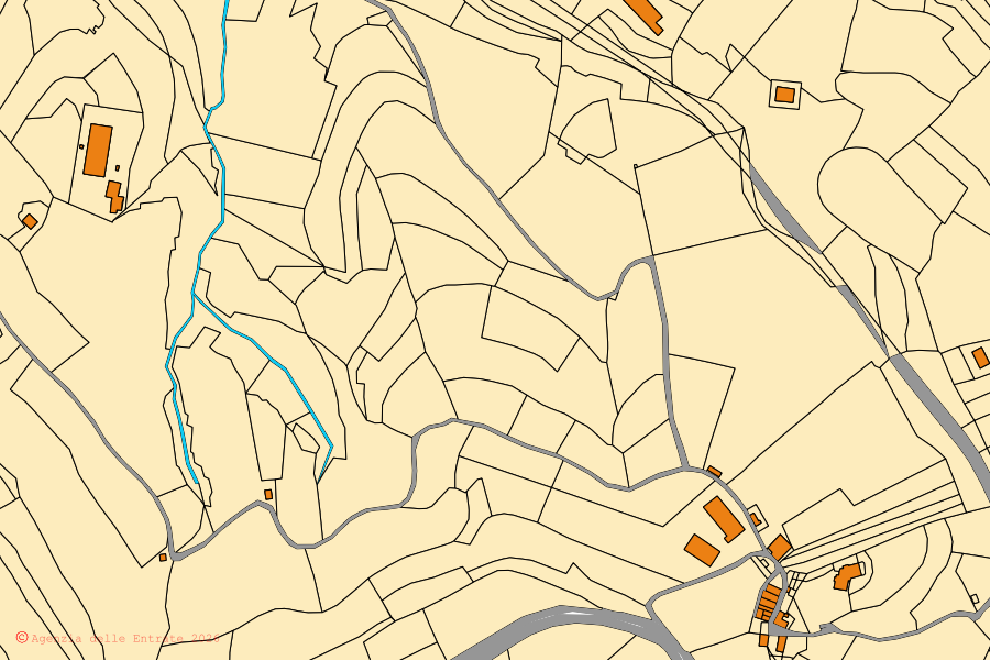 Mappa catastale del centro di Sant'Anna d'Alfaedo: particelle e fabbricati, cartografia Agenzia delle Entrate