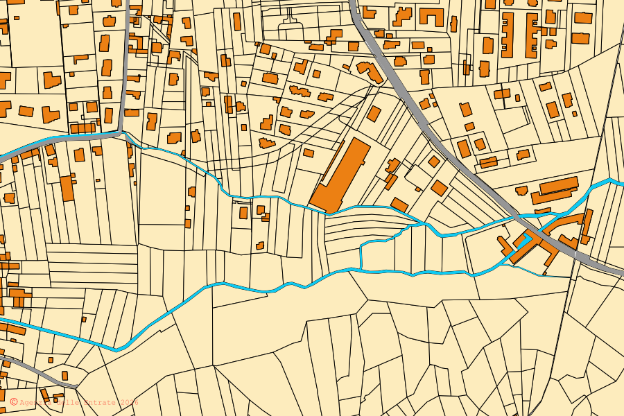 Mappa catastale del centro di Sant'Antonino di Susa: particelle e fabbricati, cartografia Agenzia delle Entrate