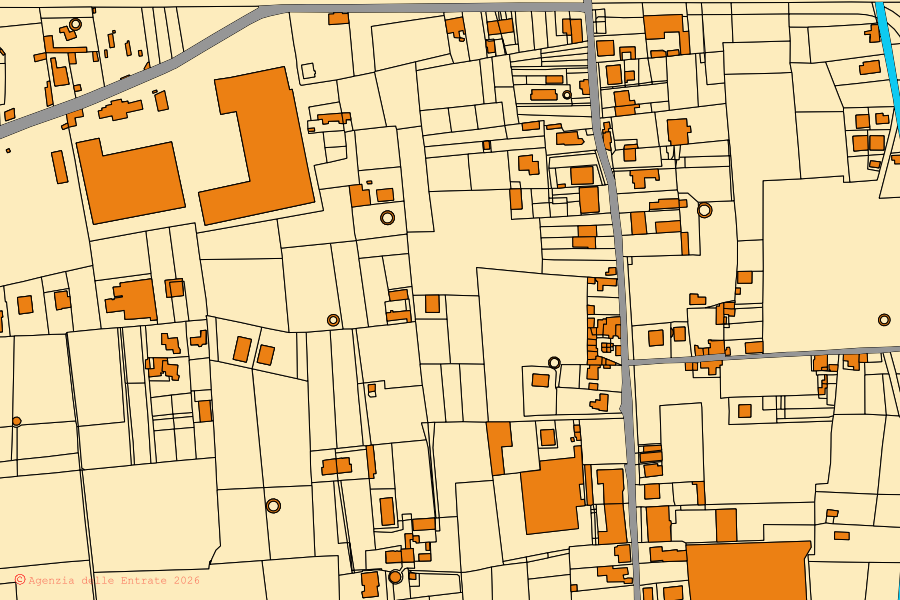 Mappa catastale del centro di Sant'Egidio del Monte Albino: particelle e fabbricati, cartografia Agenzia delle Entrate