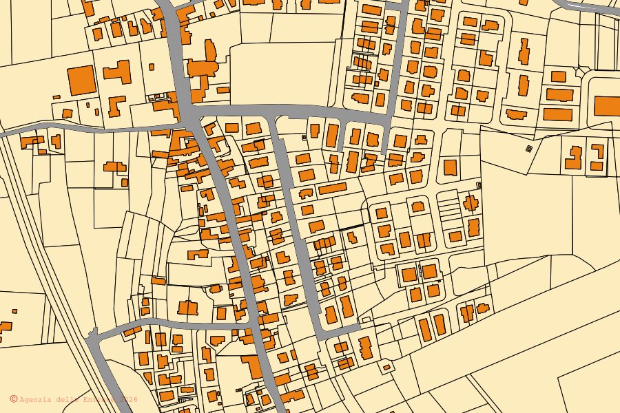 Mappa catastale del centro di Sant'Elena: particelle e fabbricati, cartografia Agenzia delle Entrate