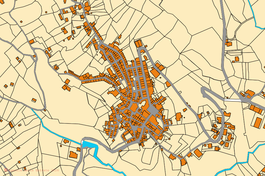 Mappa catastale del centro di Sant'Ilario dello Ionio: particelle e fabbricati, cartografia Agenzia delle Entrate
