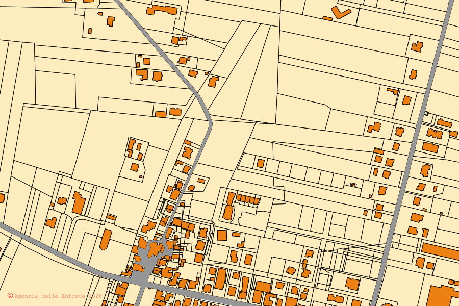 Mappa catastale del centro di Sant'Omero: particelle e fabbricati, cartografia Agenzia delle Entrate