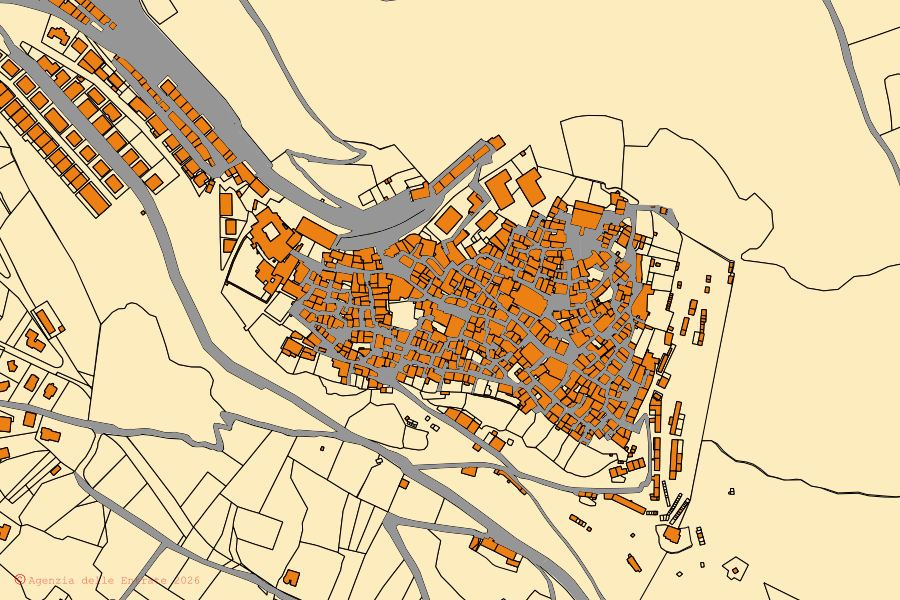 Mappa catastale del centro di Sant'Oreste: particelle e fabbricati, cartografia Agenzia delle Entrate