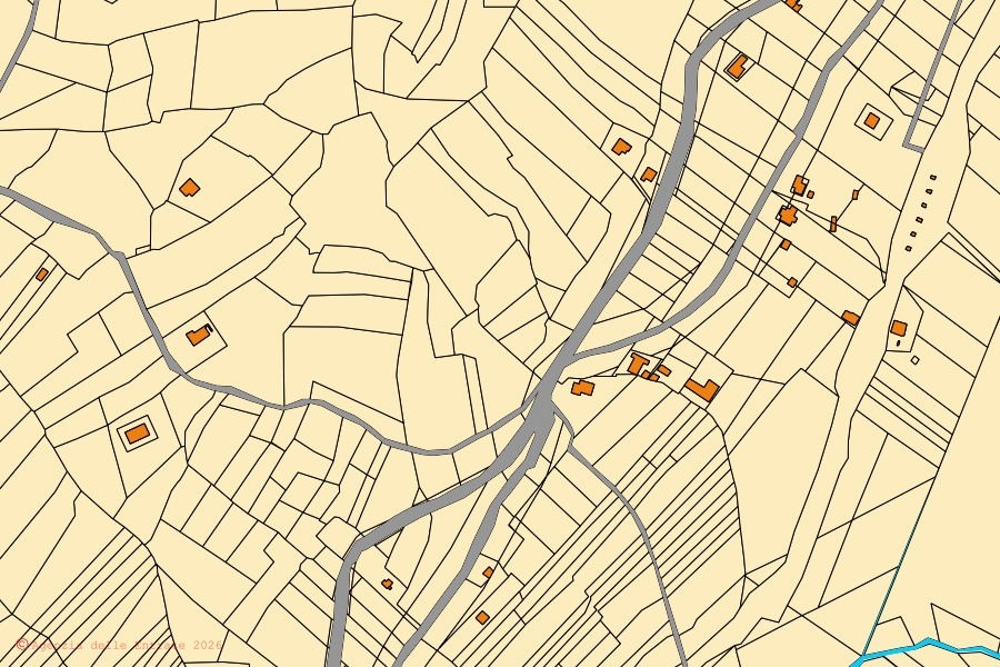 Mappa catastale del centro di Santa Cristina Gela: particelle e fabbricati, cartografia Agenzia delle Entrate