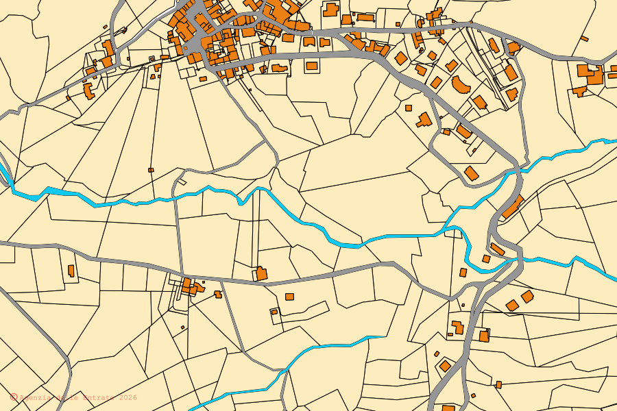 Mappa catastale del centro di Santa Luce: particelle e fabbricati, cartografia Agenzia delle Entrate