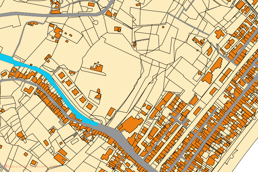 Mappa catastale del centro di Santa Teresa di Riva: particelle e fabbricati, cartografia Agenzia delle Entrate