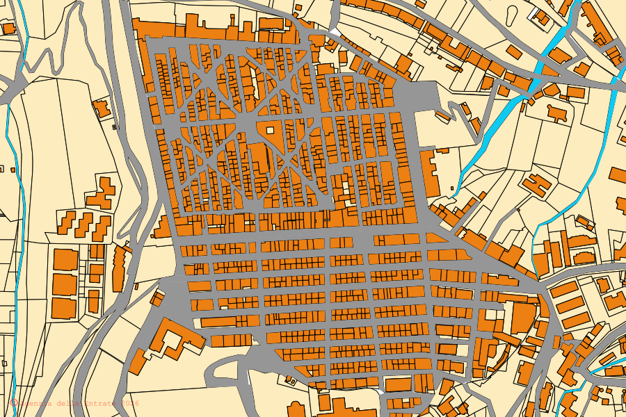 Mappa catastale del centro di Santo Stefano di Camastra: particelle e fabbricati, cartografia Agenzia delle Entrate