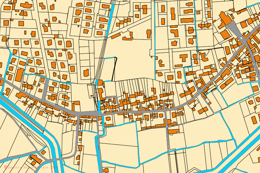 Mappa catastale del centro di Santo Stefano Lodigiano: particelle e fabbricati, cartografia Agenzia delle Entrate