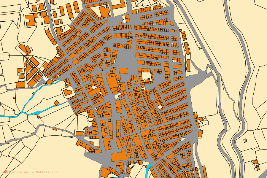 Mappa catastale del centro di Santo Stefano Quisquina: particelle e fabbricati, cartografia Agenzia delle Entrate