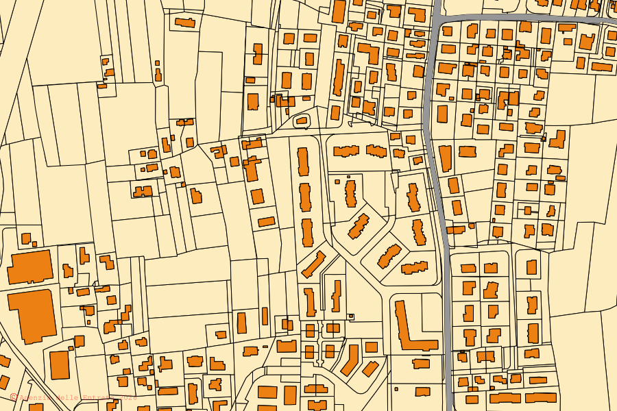 Mappa catastale del centro di Saonara: particelle e fabbricati, cartografia Agenzia delle Entrate