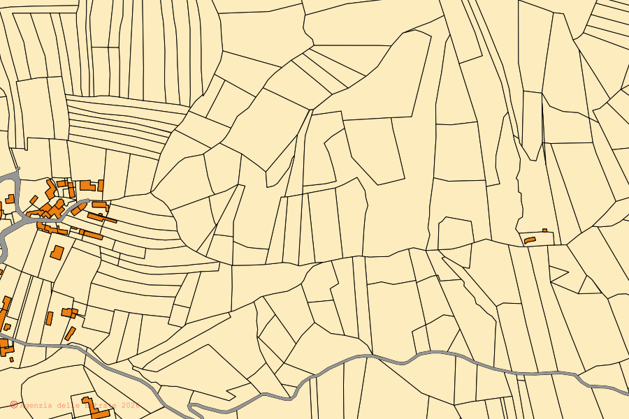 Mappa catastale del centro di Sarezzano: particelle e fabbricati, cartografia Agenzia delle Entrate