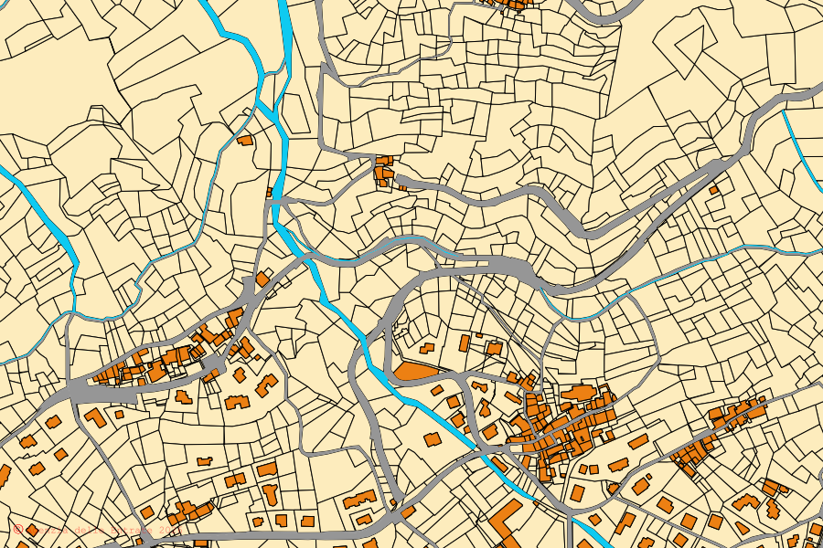 Mappa catastale del centro di Sarre: particelle e fabbricati, cartografia Agenzia delle Entrate