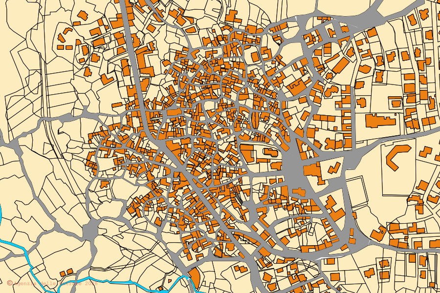 Mappa catastale del centro di Sarule: particelle e fabbricati, cartografia Agenzia delle Entrate
