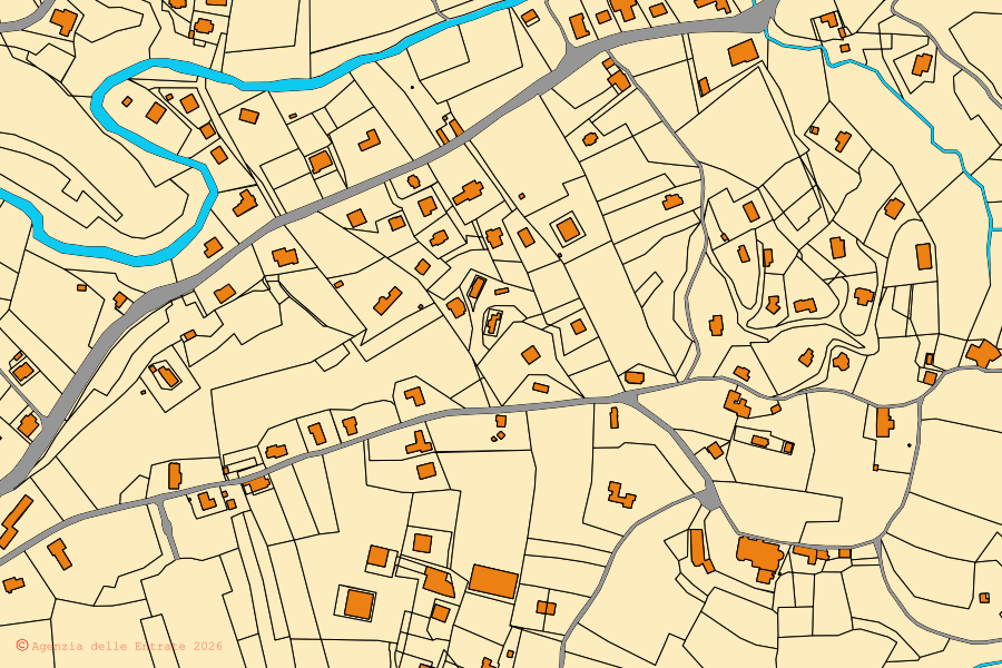 Mappa catastale del centro di Sassello: particelle e fabbricati, cartografia Agenzia delle Entrate