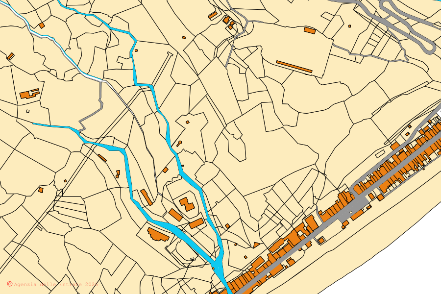 Mappa catastale del centro di Scaletta Zanclea: particelle e fabbricati, cartografia Agenzia delle Entrate