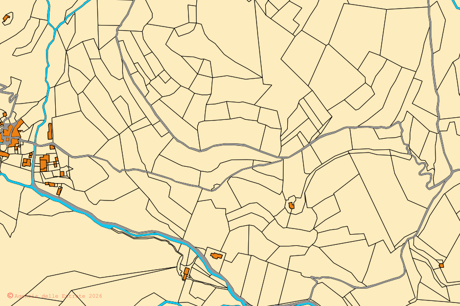 Mappa catastale del centro di Scheggino: particelle e fabbricati, cartografia Agenzia delle Entrate