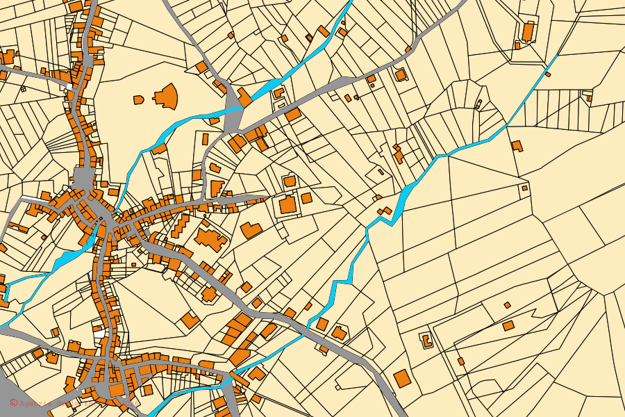 Mappa catastale del centro di Scillato: particelle e fabbricati, cartografia Agenzia delle Entrate