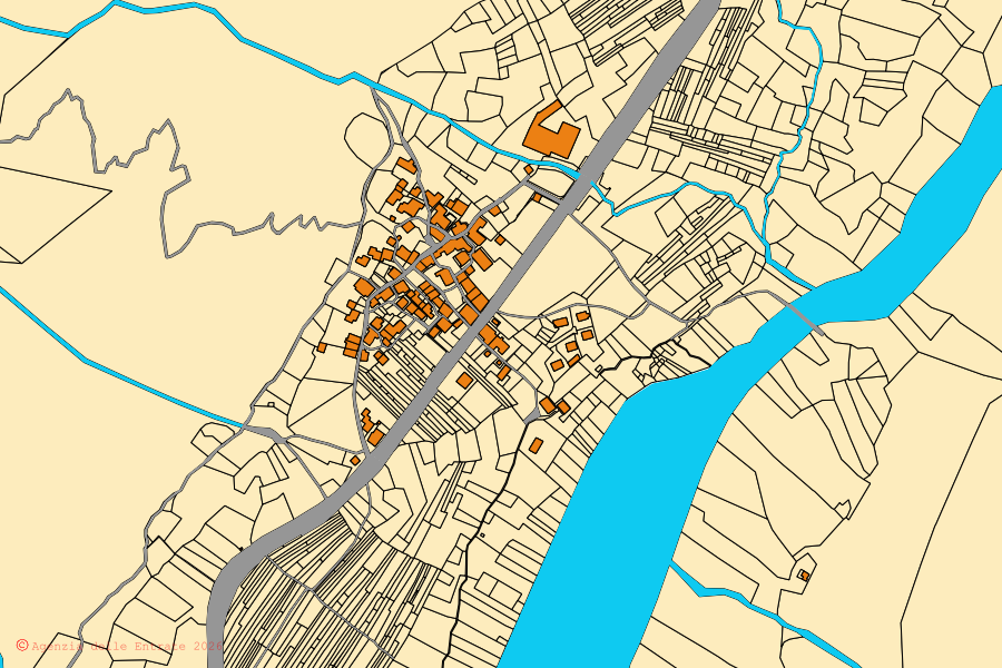 Mappa catastale del centro di Scopa: particelle e fabbricati, cartografia Agenzia delle Entrate