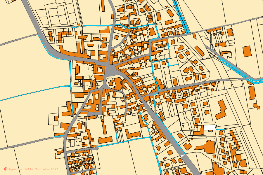 Mappa catastale del centro di Secugnago: particelle e fabbricati, cartografia Agenzia delle Entrate