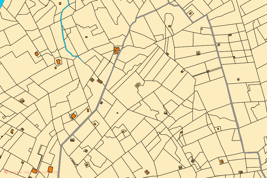 Mappa catastale del centro di Seggiano: particelle e fabbricati, cartografia Agenzia delle Entrate