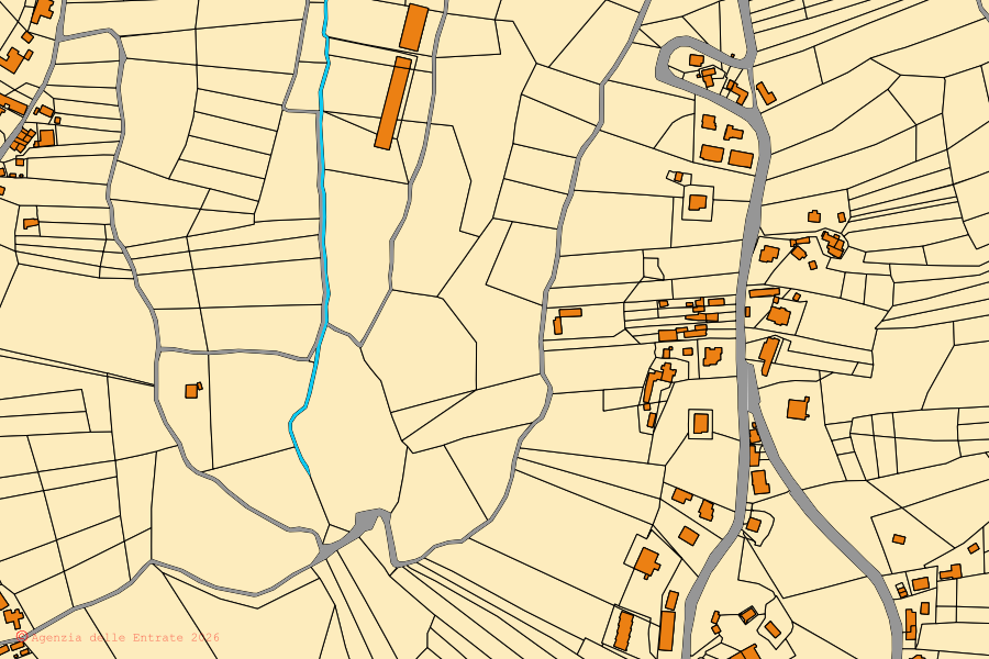 Mappa catastale del centro di Selci: particelle e fabbricati, cartografia Agenzia delle Entrate